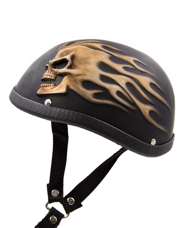 Two Skulls Gold Skull Cap Motorcycle Helmet