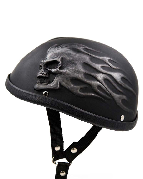Two Skulls Silver Skull Cap Motorcycle Helmet