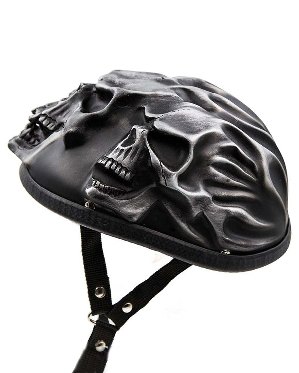 Three Skulls Silver Skull Cap Motorcycle Helmet