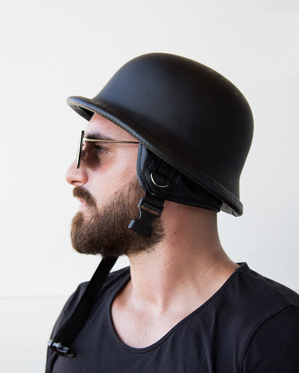 Matte Black WWII German Motorcycle Helmet