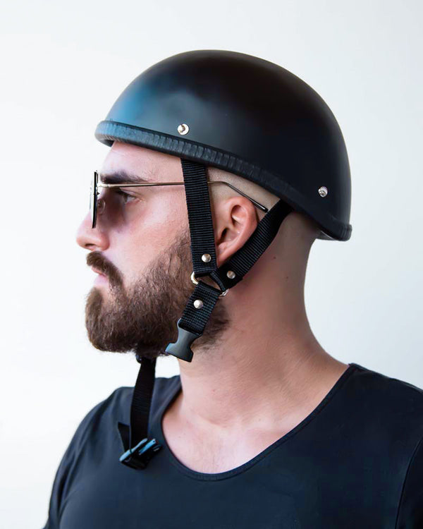 Matte Black Skull Cap Motorcycle Helmet