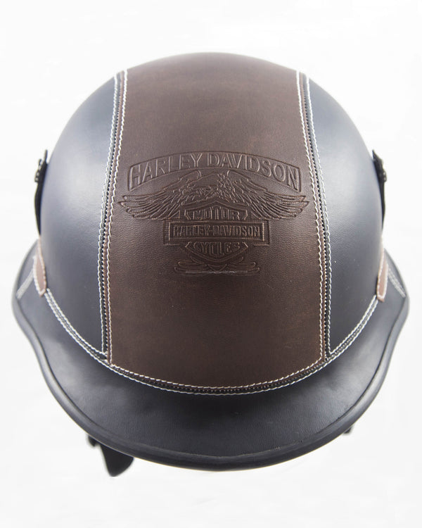 Black & Brown Harley WWII German Motorcycle Helmet