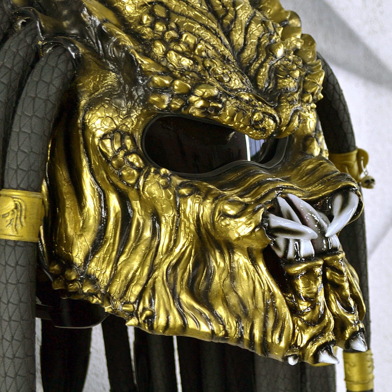 Custom Gold Predator Motorcycle Helmet - DOT Approved