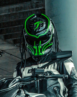 Alien Green - Abyss Predator Motorcycle Helmet - DOT Approved