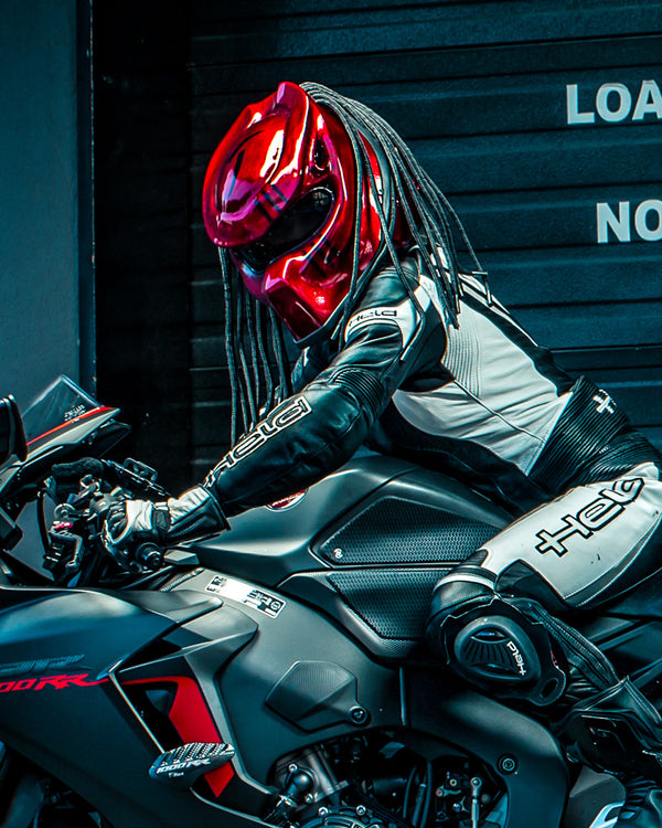 Blood Red - Hunter Predator Motorcycle Helmet - DOT Approved
