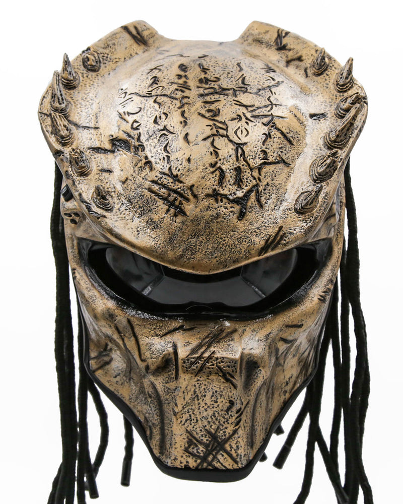 Aged Gold - Spiked Predator Motorcycle Helmet - DOT Approved