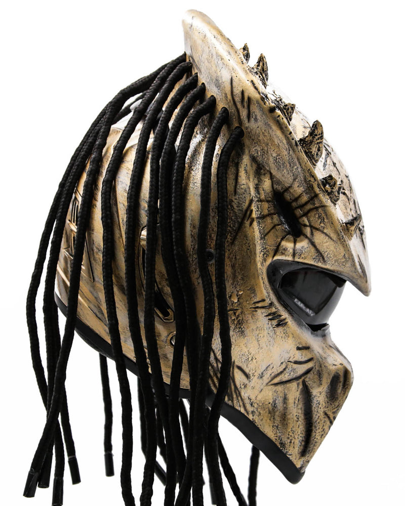 Aged Gold - Spiked Predator Motorcycle Helmet - DOT Approved