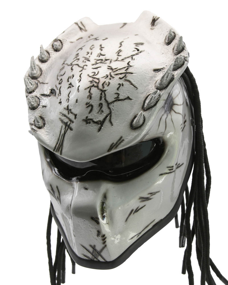 Gloss Silver - Spiked Predator Motorcycle Helmet - DOT Approved