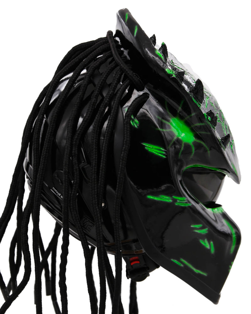 Alien Green - Spiked Predator Motorcycle Helmet - DOT Approved