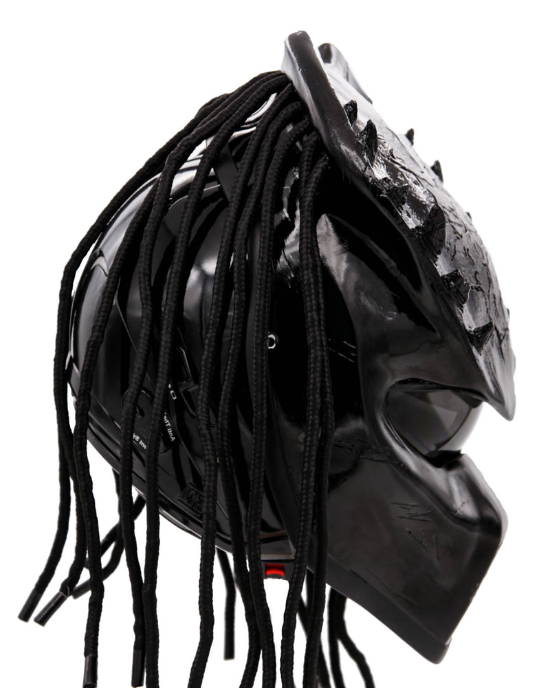 Black - Spiked Predator Motorcycle Helmet - DOT Approved