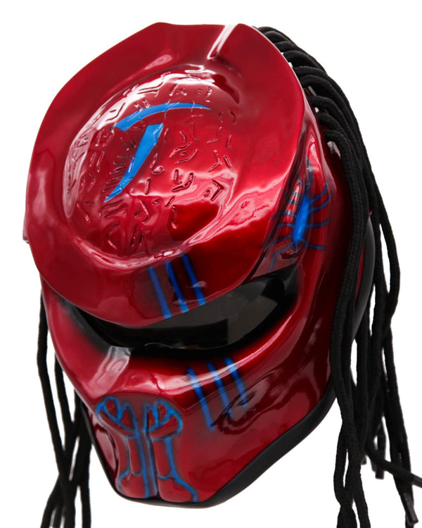 Blood Red & Blue - Chaos Predator Motorcycle Helmet - DOT Approved