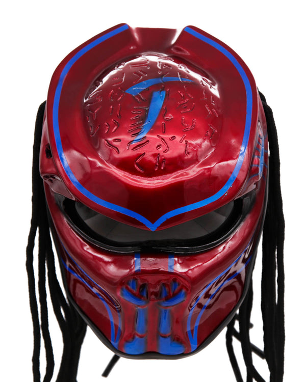 Blood Red & Blue - Abyss Predator Motorcycle Helmet - DOT Approved