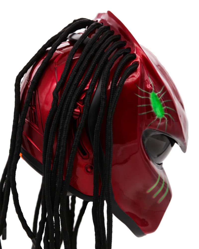 Blood Red & Green - Hunter Predator Motorcycle Helmet - DOT Approved