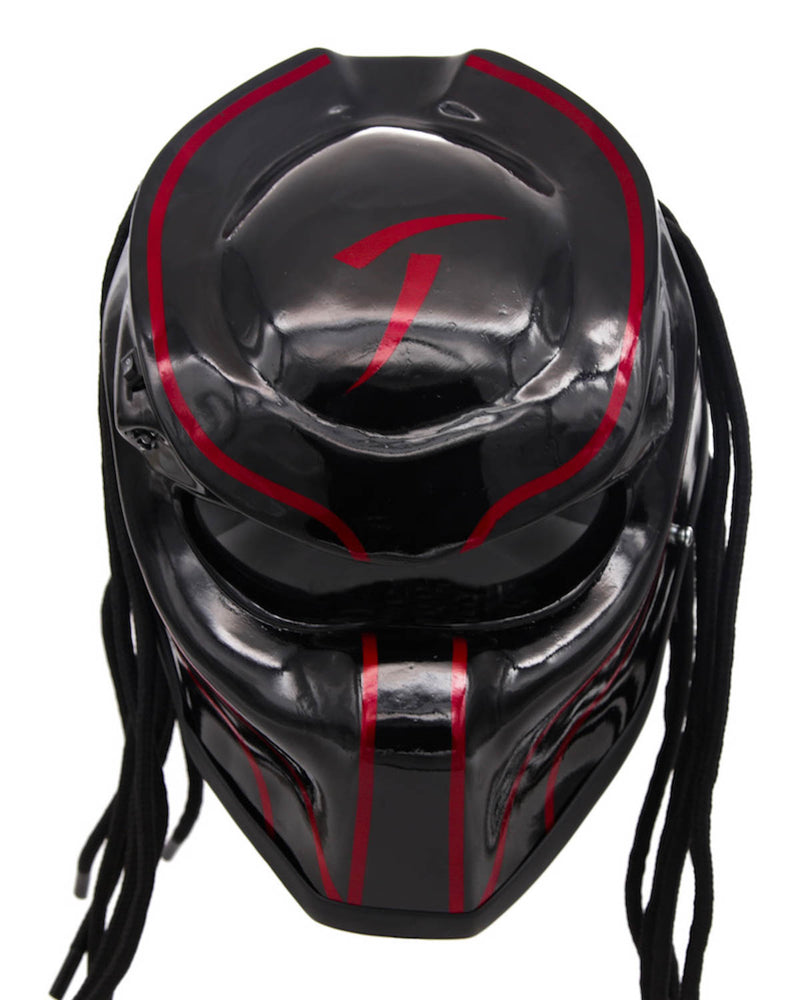 Black & Blood Red - Blade Predator Motorcycle Helmet - DOT Approved