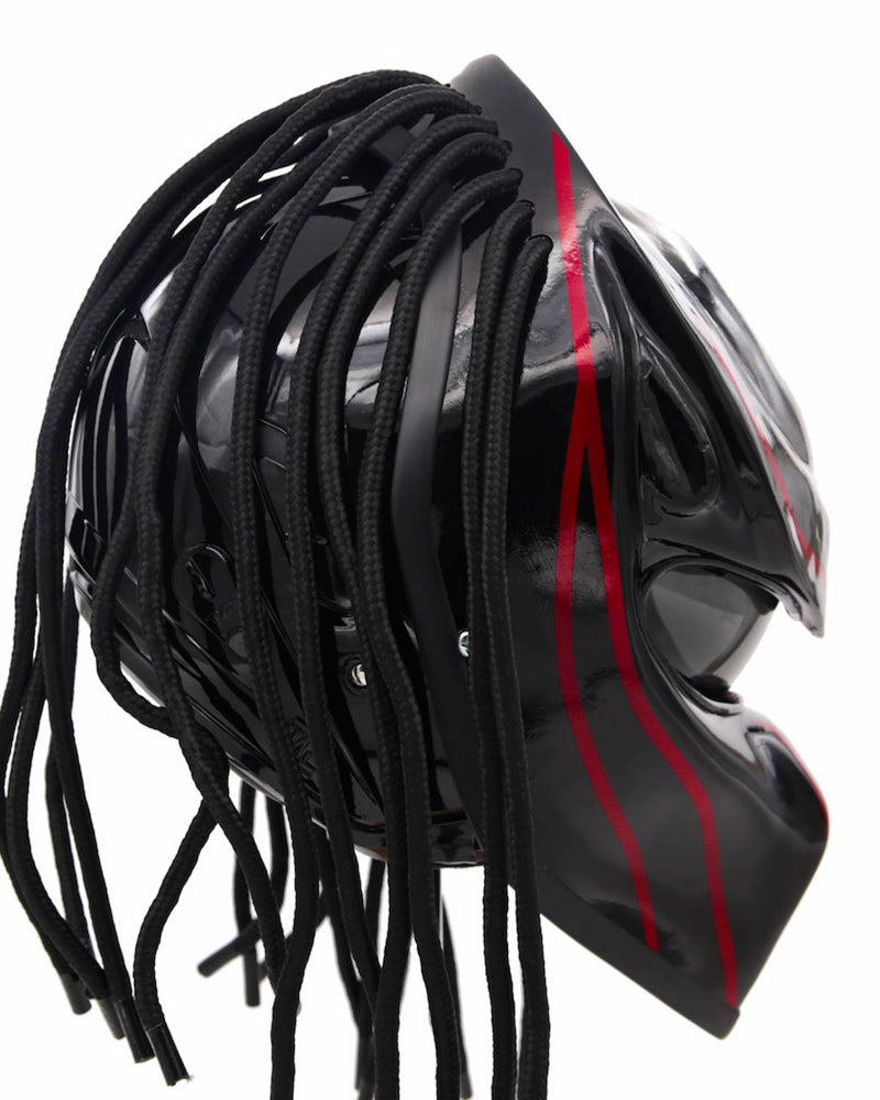 Black & Blood Red - Blade Predator Motorcycle Helmet - DOT Approved