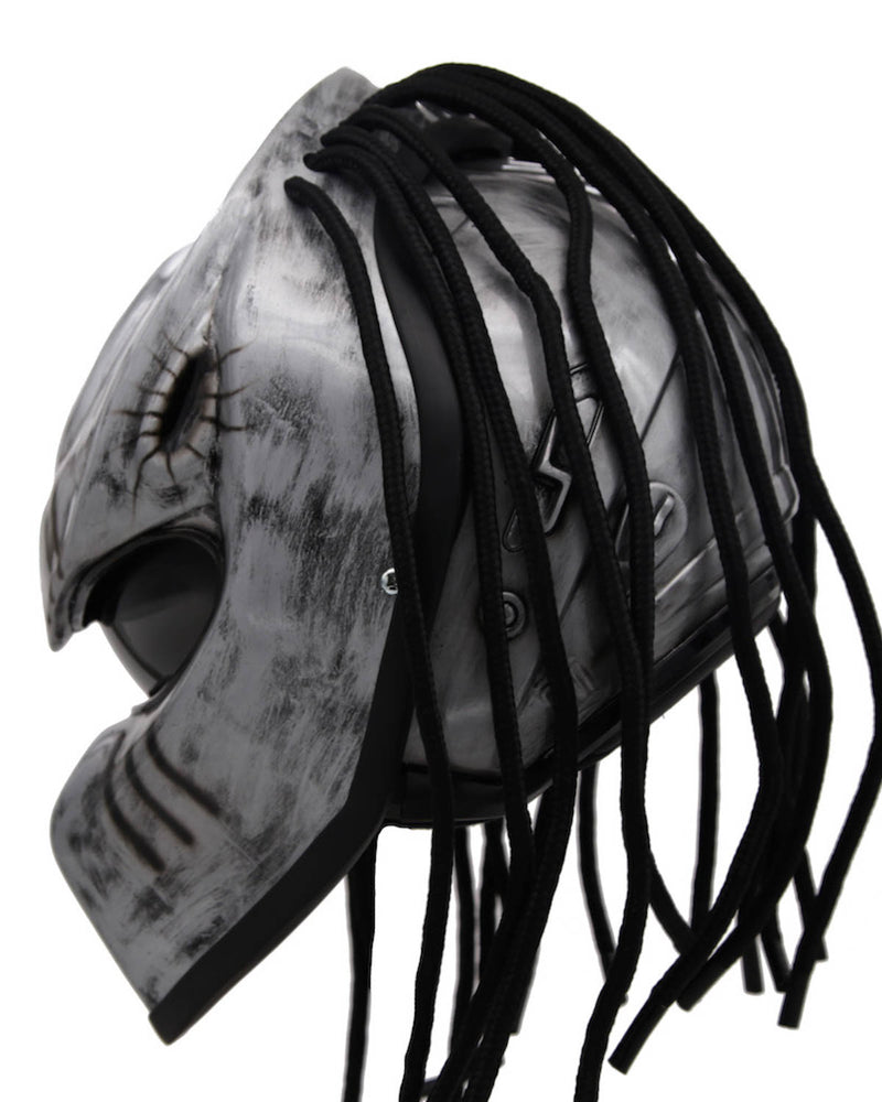 Silver - Hunter Predator Motorcycle Helmet - DOT Approved
