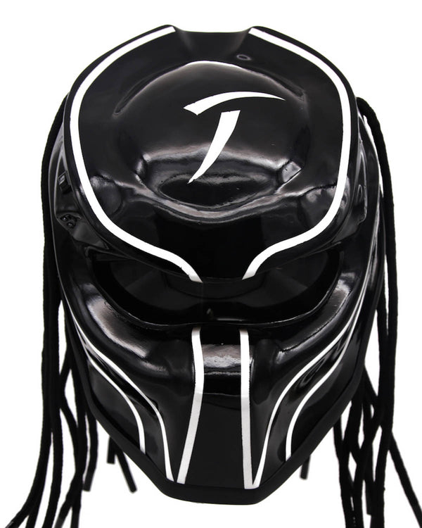 Black & White - Blade Predator Motorcycle Helmet - DOT Approved