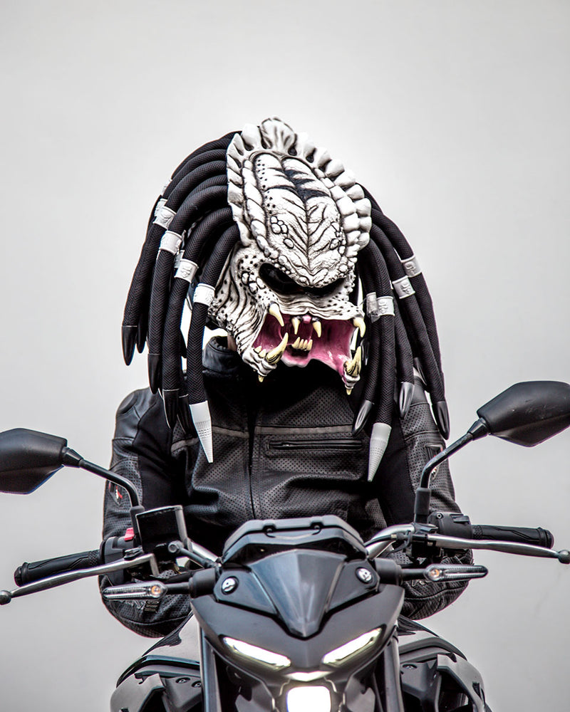 Open Face White Predator Motorcycle Helmet - DOT Approved