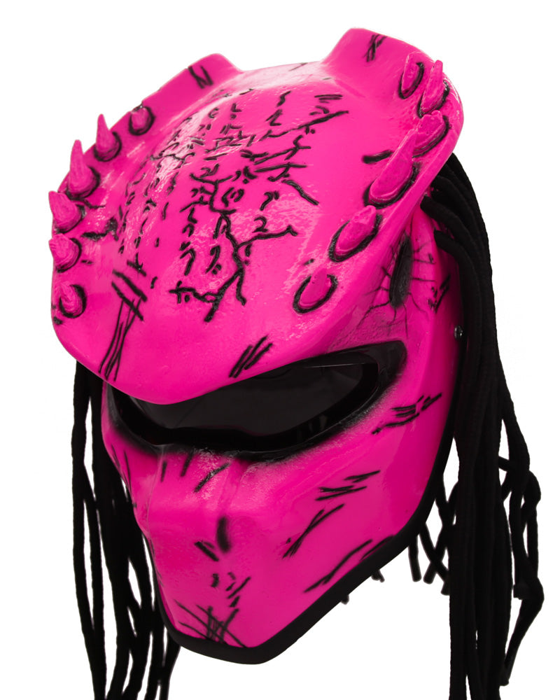 Heat Pink - Spiked Predator Motorcycle Helmet - DOT Approved