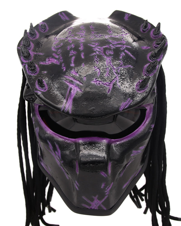 Purple - Spiked Predator Motorcycle Helmet - DOT Approved