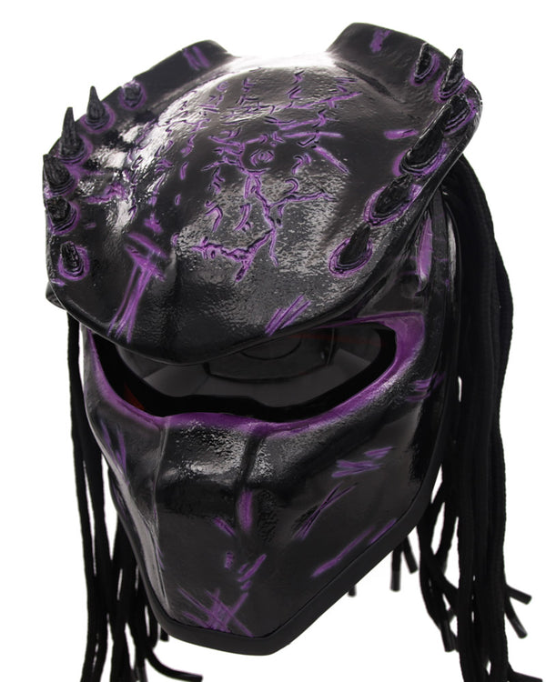 Purple - Spiked Predator Motorcycle Helmet - DOT Approved