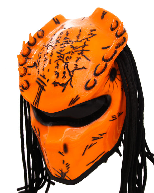 Hazard Orange - Spiked Predator Motorcycle Helmet - DOT Approved