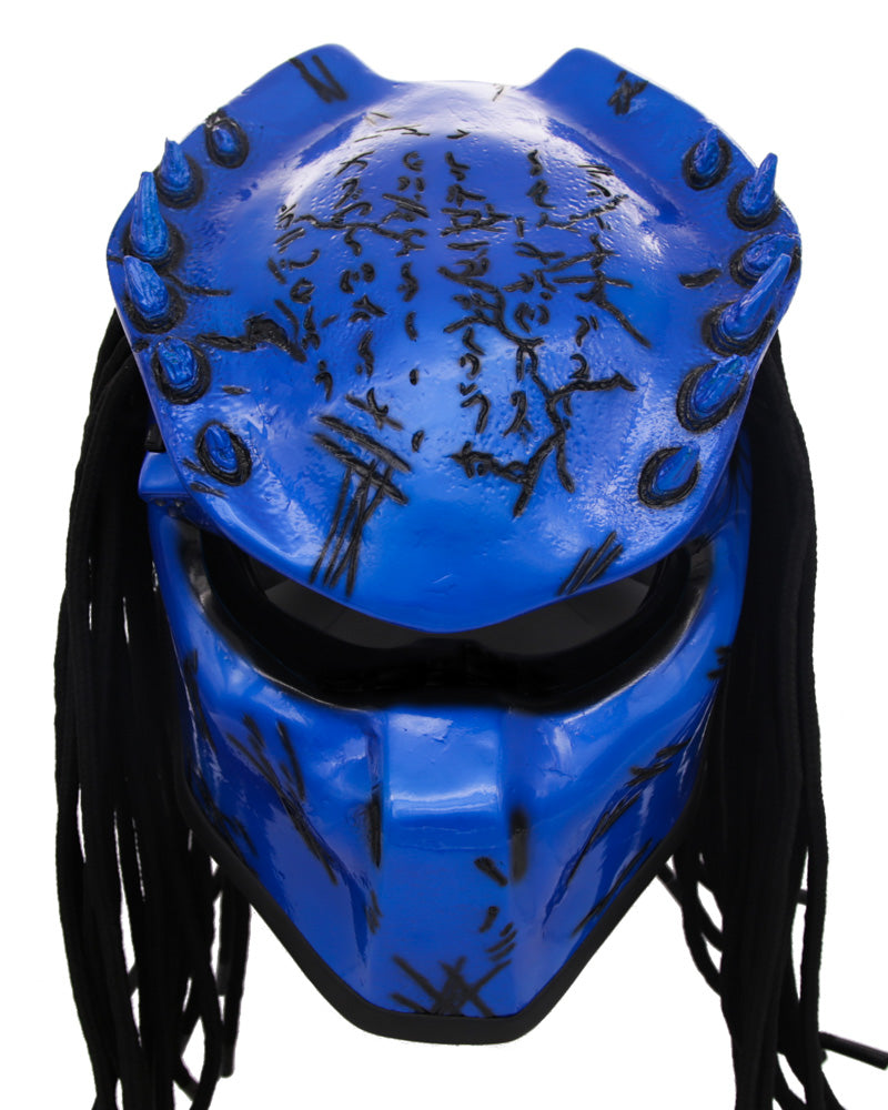 All Blue - Spiked Predator Motorcycle Helmet - DOT Approved