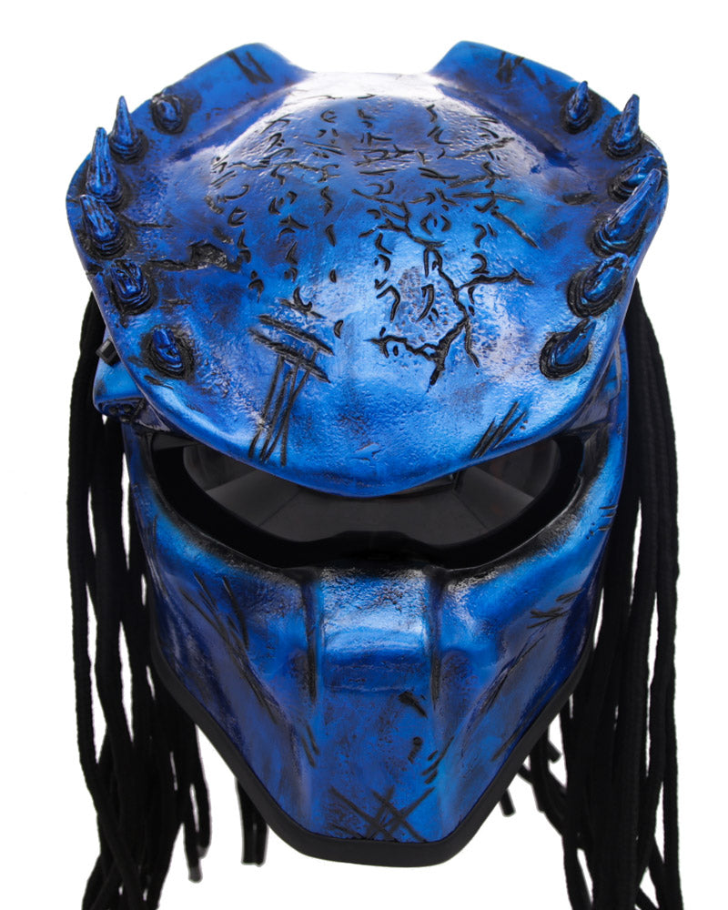 Galaxy Blue - Spiked Predator Motorcycle Helmet - DOT Approved