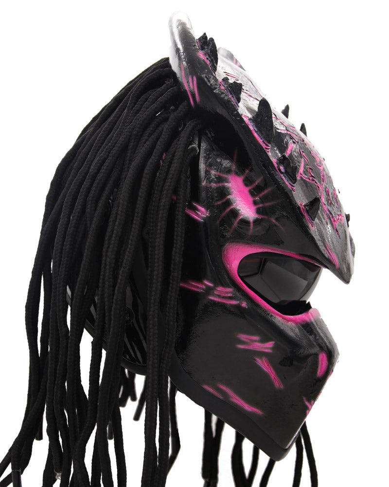 Pink - Spiked Predator Motorcycle Helmet - DOT Approved