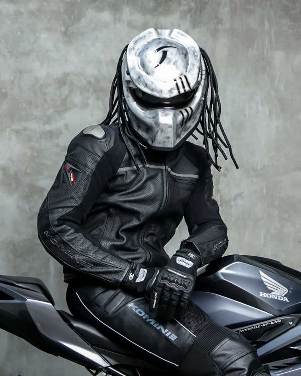 Silver - Hunter Predator Motorcycle Helmet - DOT Approved