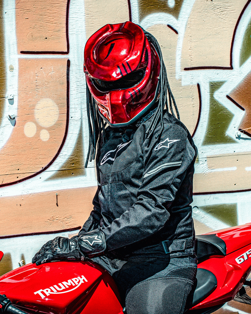 Blood Red - Chaos Predator Motorcycle Helmet - DOT Approved