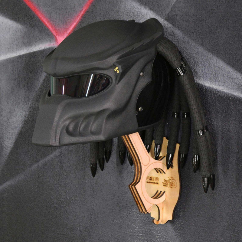 Custom Matte Black Predator Motorcycle Helmet - DOT Approved